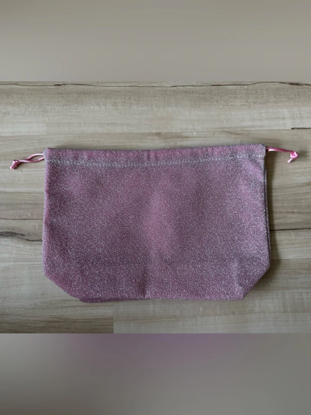 Ulta Beauty Pink Sparkle Drawstring Cosmetic Bag